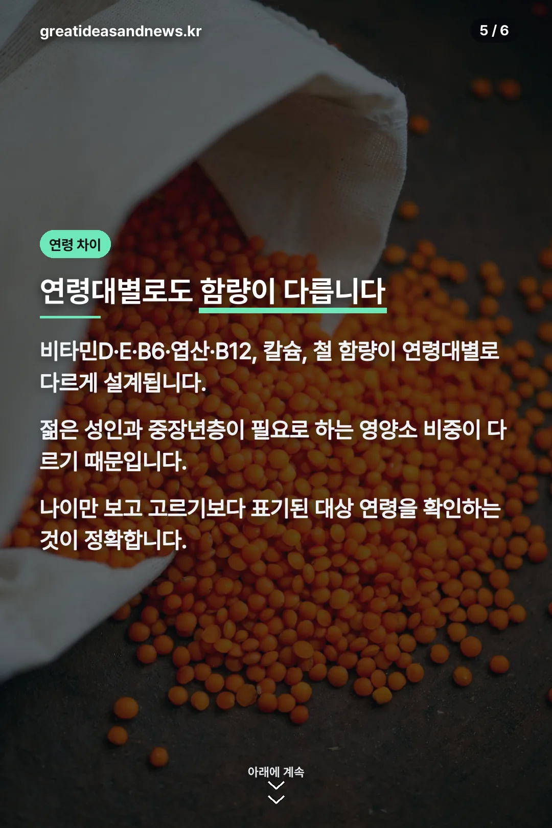 연령대별 함량 차이