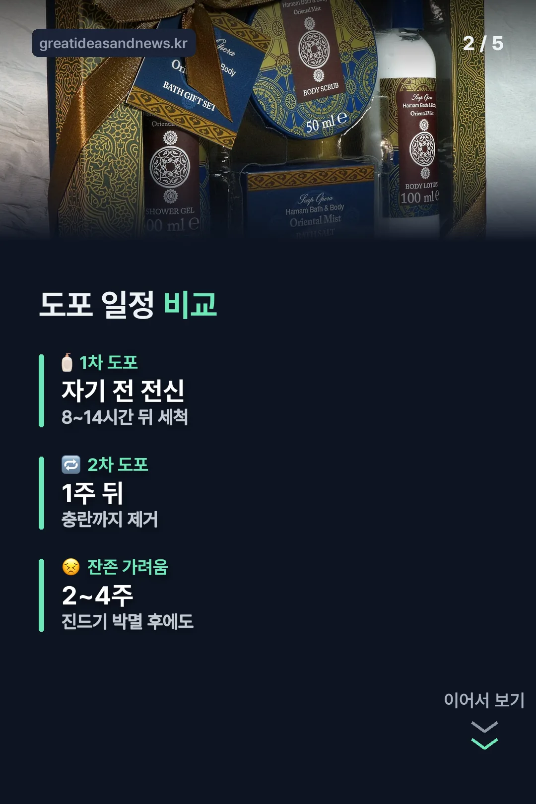 도포 일정 비교
